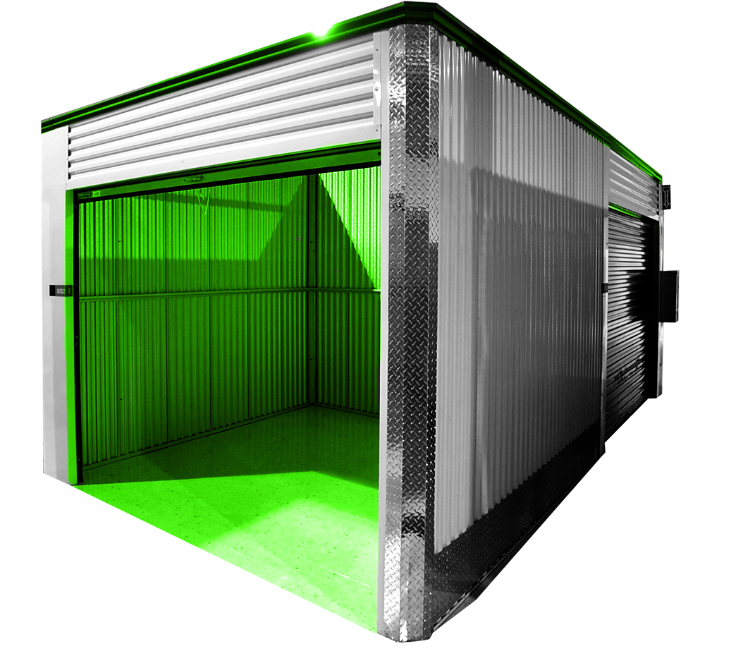 Schemat i zestawienie zalet magazynu Self Storage Lockbox